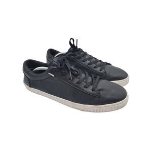 Toms Carlson Men Sneakers Low Top Lace Up 10015887 Leather Upper Black Size 12